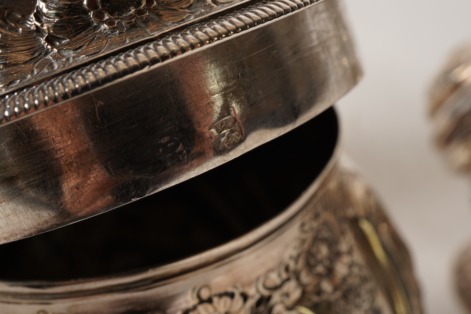 A pair of George II silver tea caddies and matching sugar box with covers, by Samuel Taylor